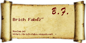 Brich Fabó névjegykártya